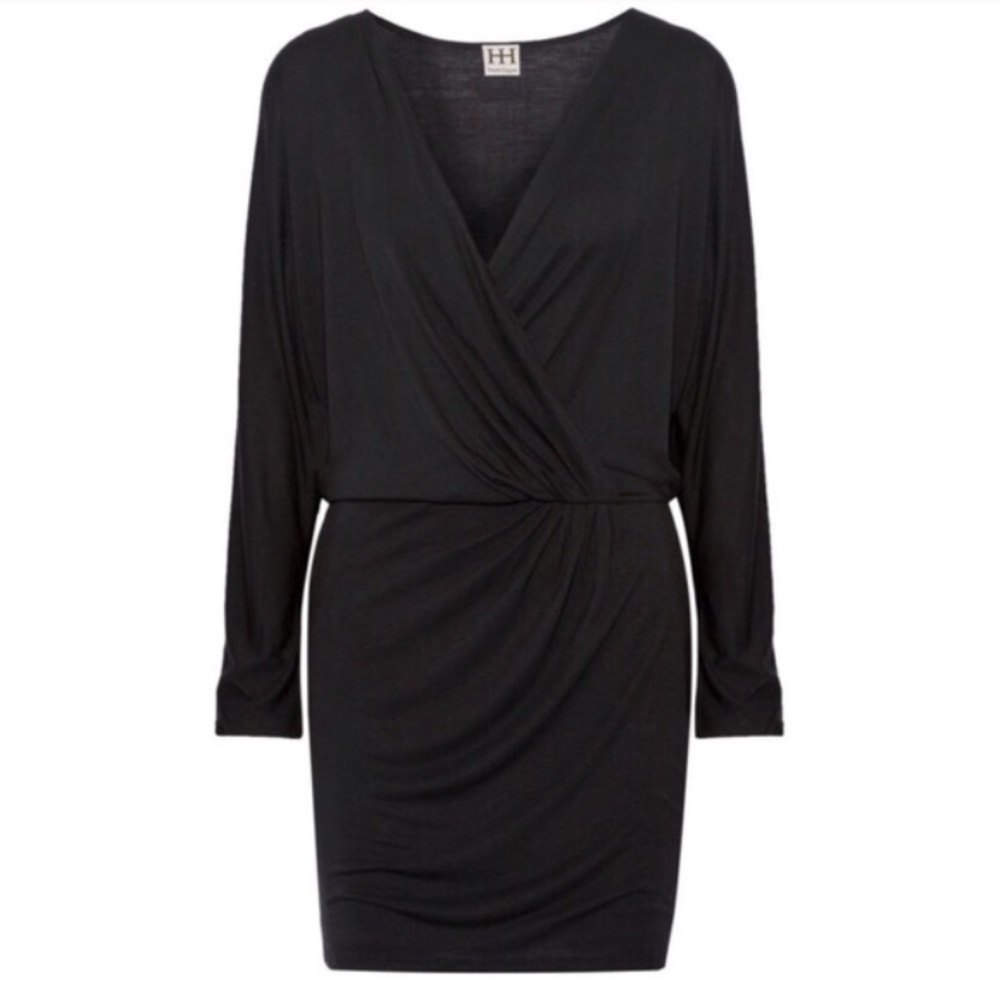 Haute hippie black faux wrap dress bnwt